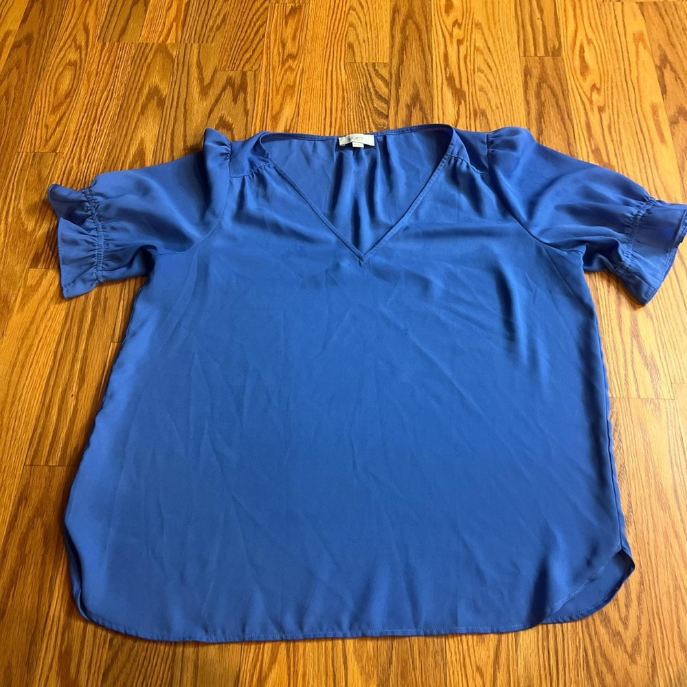 Loft Blue blouse with ruffle sleeves Size Medium Women’s